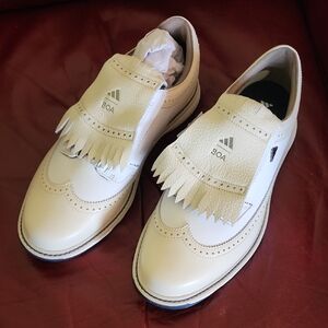 Adidas Cream MC87 BOA Golf Shoes with Fringe Detail, Size 10M